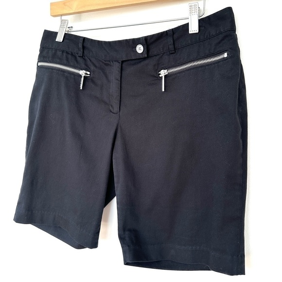 Michael Kors Pants - Michael Kors shorts, medium rise in a stretch cotton, black,  silver hardware